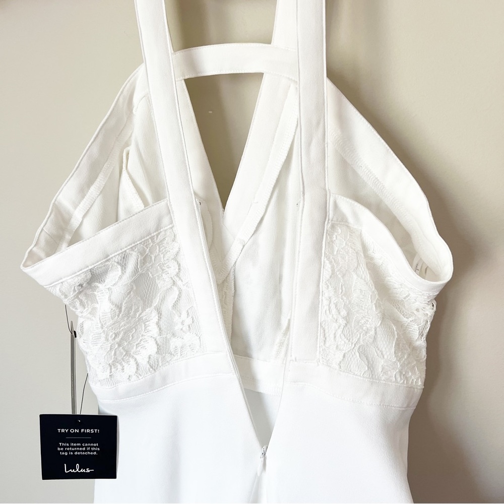 Lulu's All My Daydreams White Lace Strappy Cut Out Skater Dress XS NWT - Picture 8 of 16